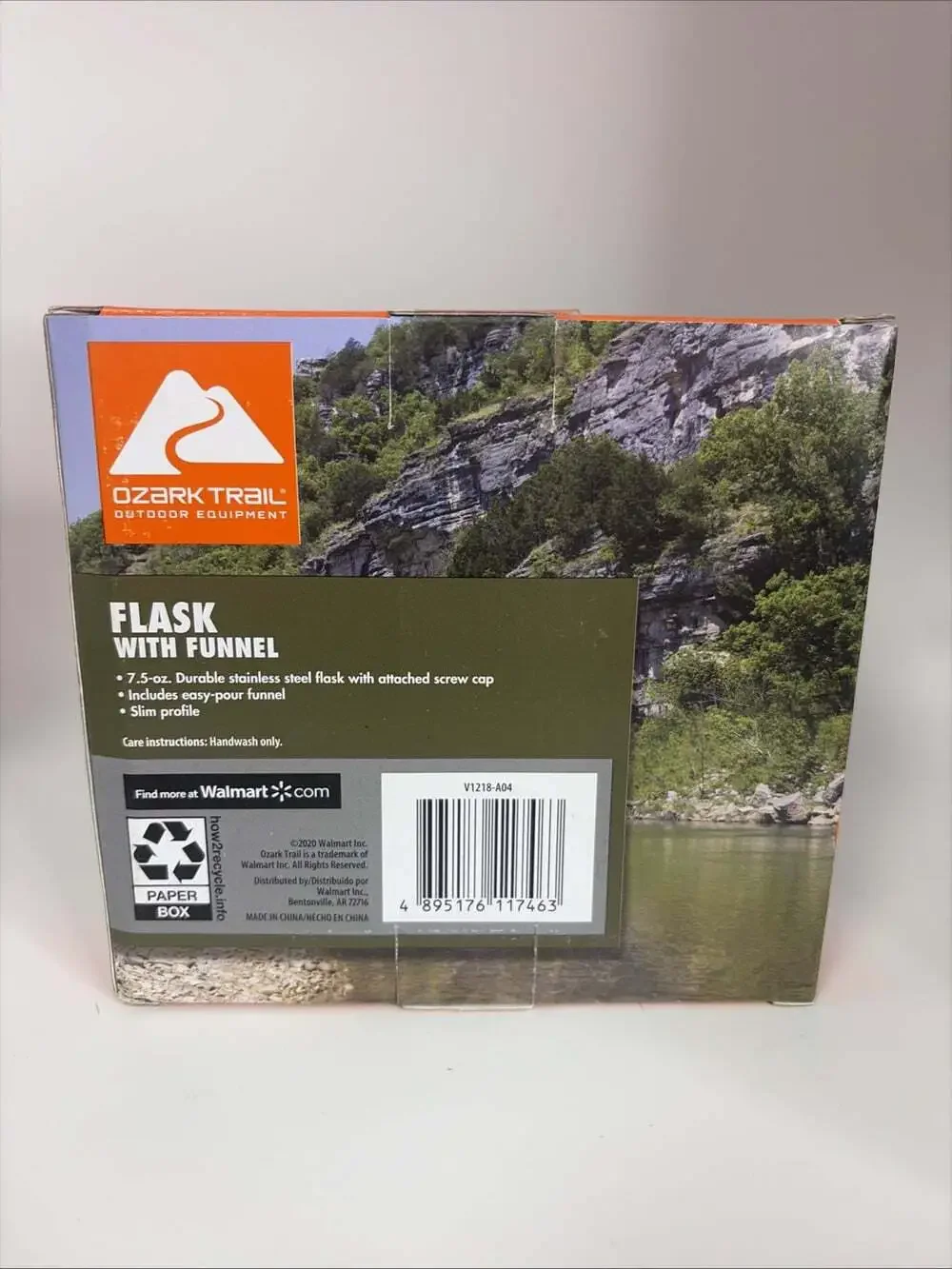 Ozark Trail 7.5 oz Stainless Steel Flask with Attached cap & Easy Pour Funnel